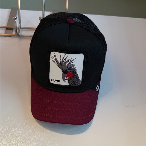 Goorin Bros Black and Burgundy Punk Trucker Hat - Picture 1 of 5